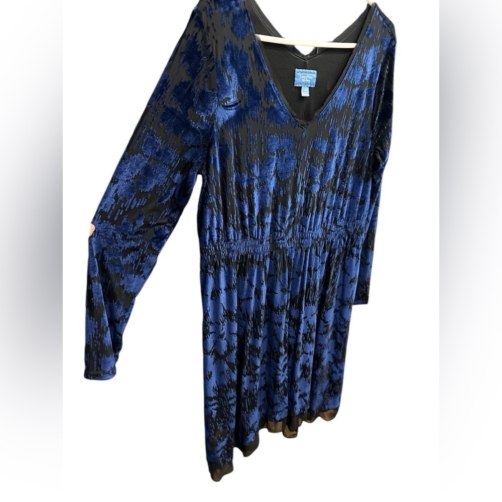 Simply Vera by Vera Wang Elegant Blue and Black Women's Dress size L - Picture 3 of 7